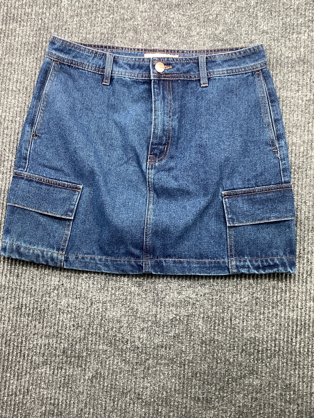 TGLA Denim Cargo Mini Skirt in Blue